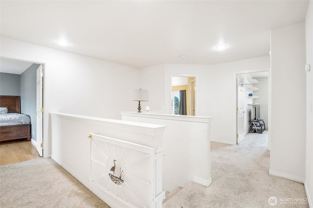 9460 Albert Way SE, Moses Lake, WA 98837 - corridor with an upstairs landing, carpet, and recessed lighting