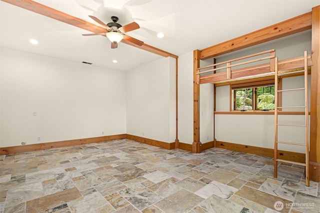 991 Lakeview St, Bellingham, WA 98229 - empty room with stone finish floors, a ceiling fan, and recessed lighting