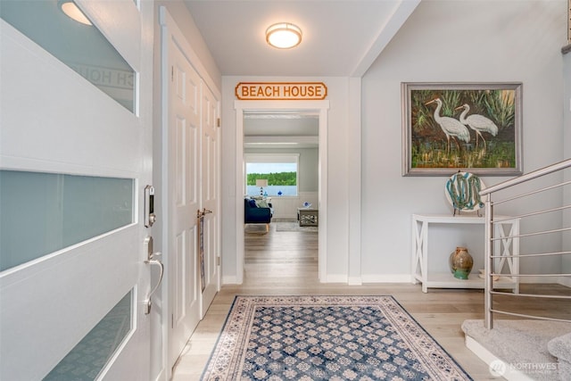 5341 S Bercot Rd, Freeland, WA 98249 - foyer entrance featuring light wood finished floors and baseboards