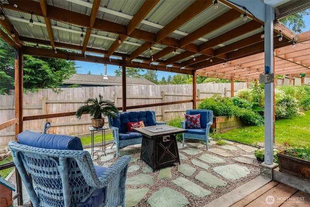 5341 S Bercot Rd, Freeland, WA 98249 - view of patio / terrace featuring a fire pit