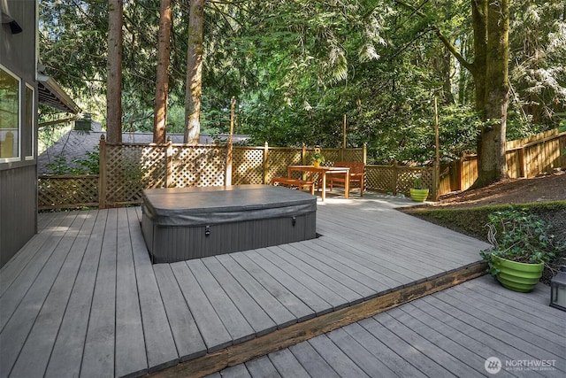 6687 NE Bayview Blvd, Bainbridge Island, WA 98110 - deck with a covered hot tub
