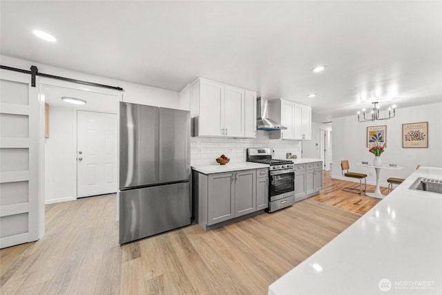 8808 NE 139th St, Kirkland, WA 98034 - kitchen with stainless steel appliances, wall chimney exhaust hood, light countertops, light wood-style flooring, and decorative backsplash
