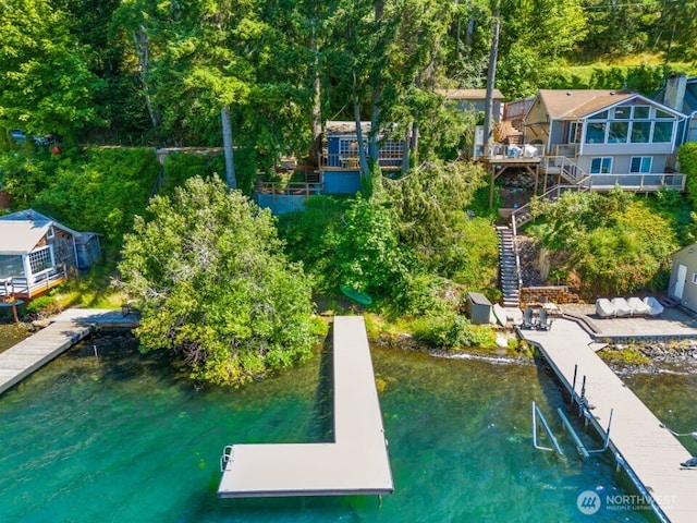 1205 Summit Lake Shore Rd NW, Olympia, WA 98502 - dock area featuring a water view and stairway