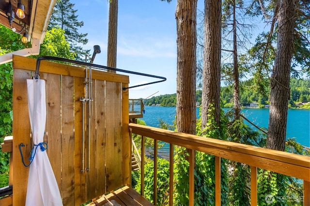 1205 Summit Lake Shore Rd NW, Olympia, WA 98502 - wooden deck with a water view