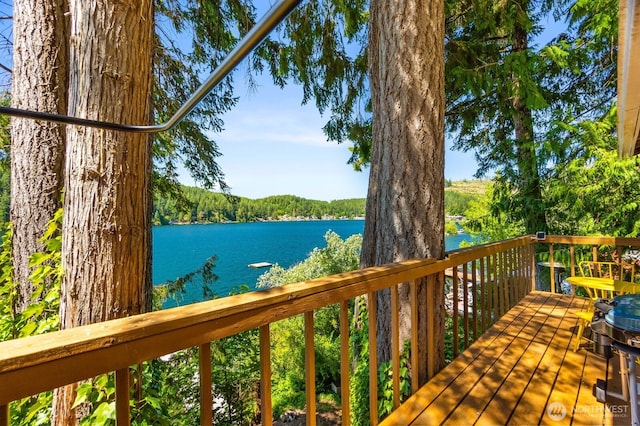 1205 Summit Lake Shore Rd NW, Olympia, WA 98502 - deck with a water view and a view of trees