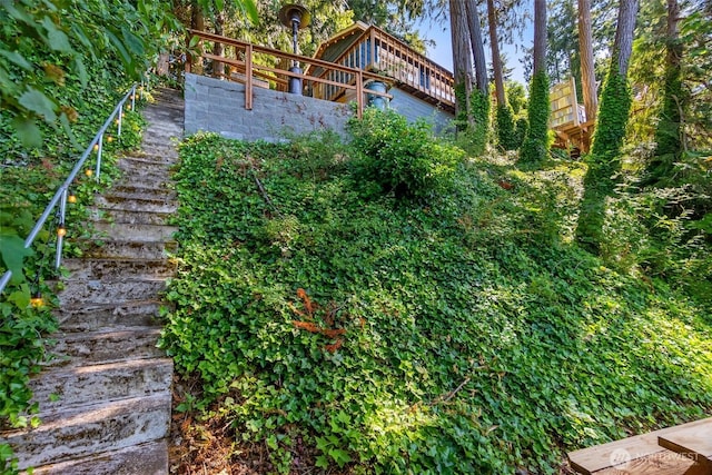 1205 Summit Lake Shore Rd NW, Olympia, WA 98502 - view of yard featuring stairs