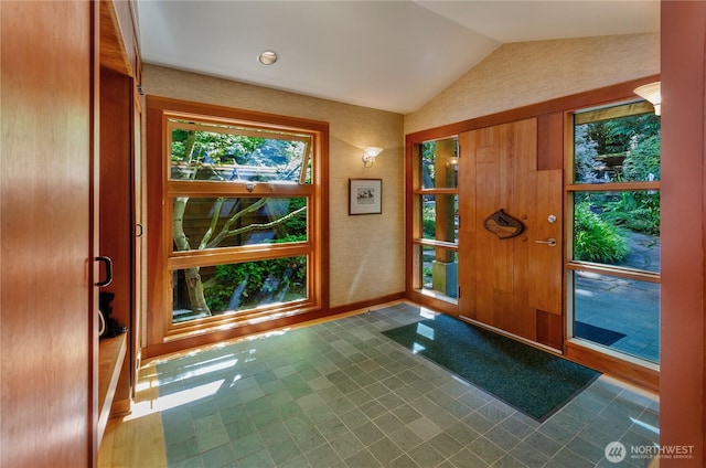 9913 Point View St NE, Olympia, WA 98516 - entrance foyer featuring lofted ceiling and baseboards