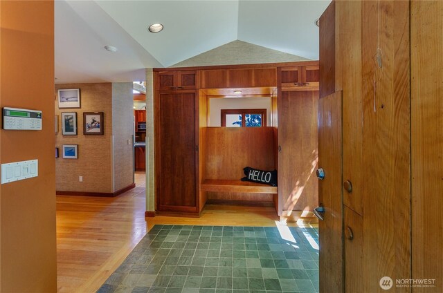 9913 Point View St NE, Olympia, WA 98516 - corridor with wood finished floors and lofted ceiling