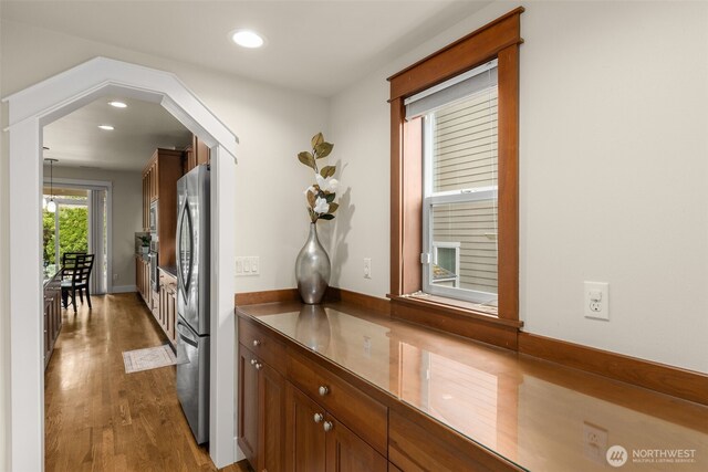 3414 SE 223rd Ave, Sammamish, WA 98075 - hallway with dark wood-style floors and recessed lighting