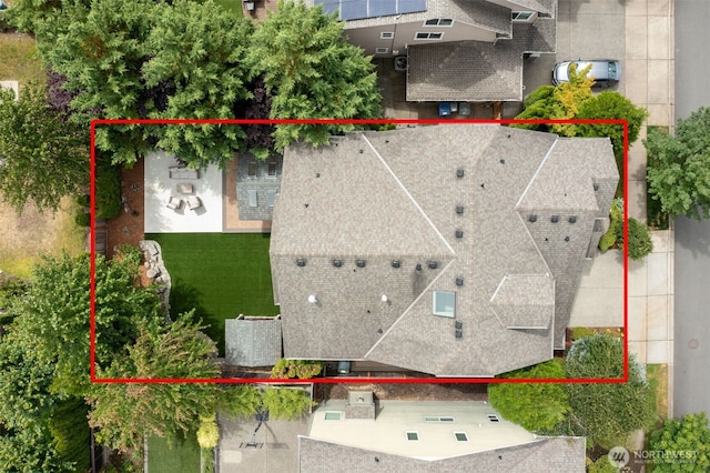 3414 SE 223rd Ave, Sammamish, WA 98075 - aerial view of property and surrounding area featuring property boundaries highlighted