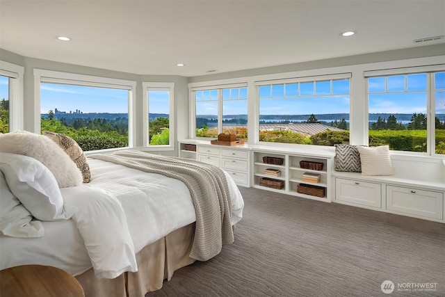 9620 NE 28th St, Clyde Hill, WA 98004 - bedroom featuring multiple windows, carpet flooring, and recessed lighting