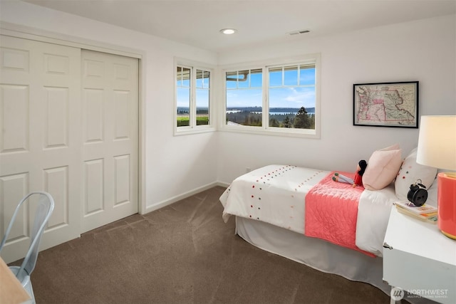 9620 NE 28th St, Clyde Hill, WA 98004 - carpeted bedroom with a closet and recessed lighting