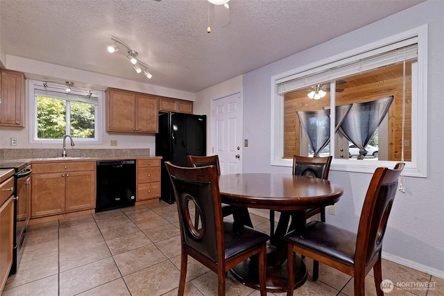 2059 Beverly Blvd, Shelton, WA 98584 - dining room with ceiling fan, light tile patterned flooring, and a textured ceiling
