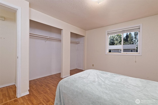 2059 Beverly Blvd, Shelton, WA 98584 - bedroom with multiple closets, wood finished floors, and a textured ceiling
