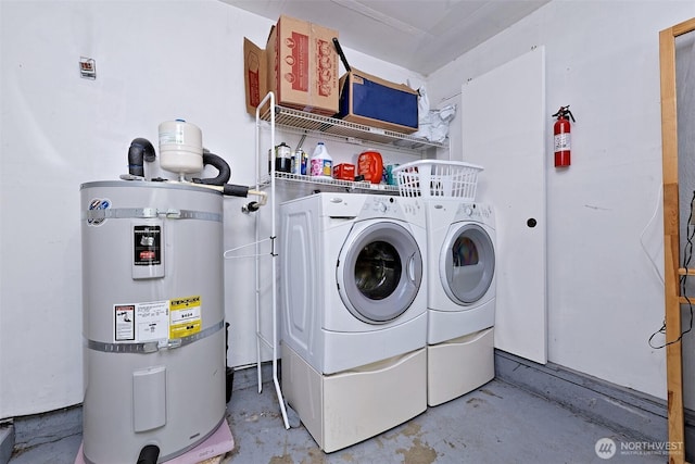 2059 Beverly Blvd, Shelton, WA 98584 - laundry room featuring strapped water heater and washing machine and dryer
