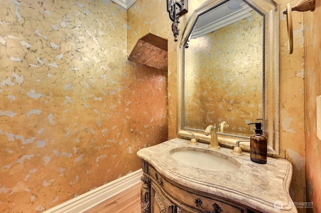 3210 Hunts Point Rd, Hunts Point, WA 98004 - bathroom featuring vanity and wood finished floors