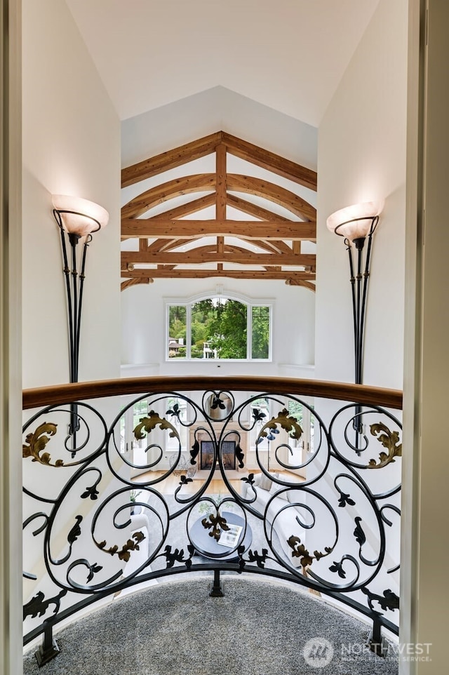 3210 Hunts Point Rd, Hunts Point, WA 98004 - detailed view of beamed ceiling