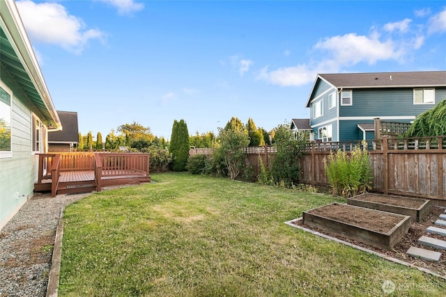 5983 Honeycutt Ct, Ferndale, WA 98248 - fenced backyard with a vegetable garden and a deck
