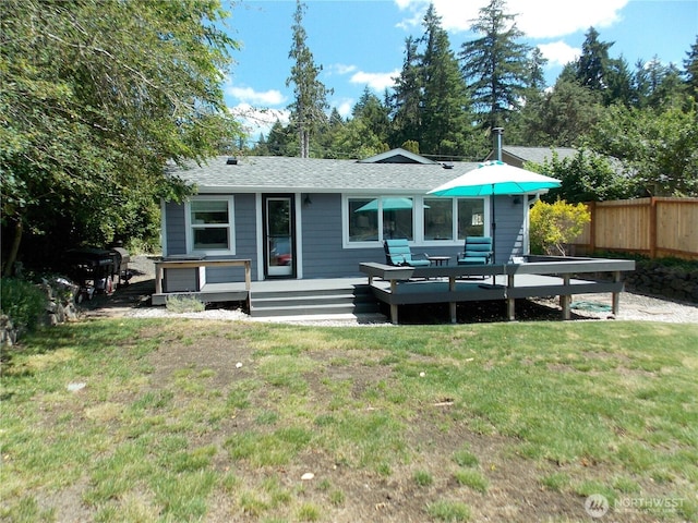 3223 Aspinwall Rd NW, Olympia, WA 98502 - back of property featuring a deck and a shingled roof