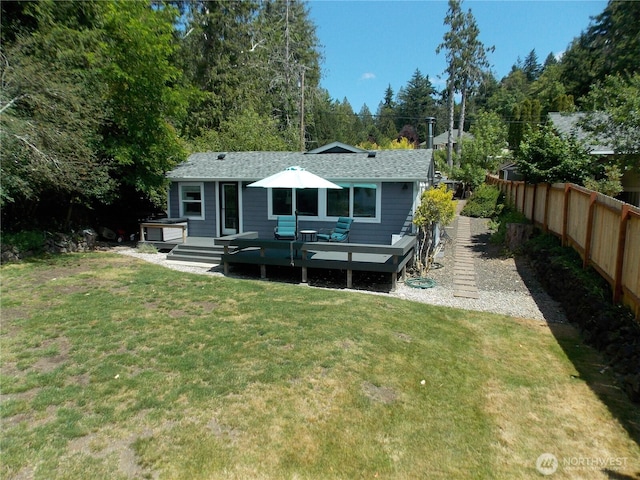 3223 Aspinwall Rd NW, Olympia, WA 98502 - rear view of property with a deck and roof with shingles