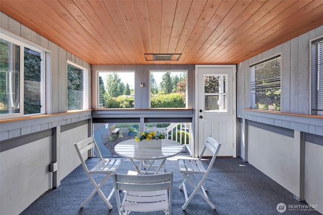 7332 156th St SE, Snohomish, WA 98296 - sunroom / solarium featuring wooden ceiling, carpet, plenty of natural light, and wooden walls