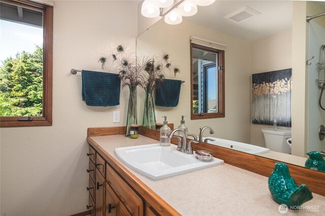 14785 Channel Dr, La Conner, WA 98257 - bathroom featuring vanity and toilet