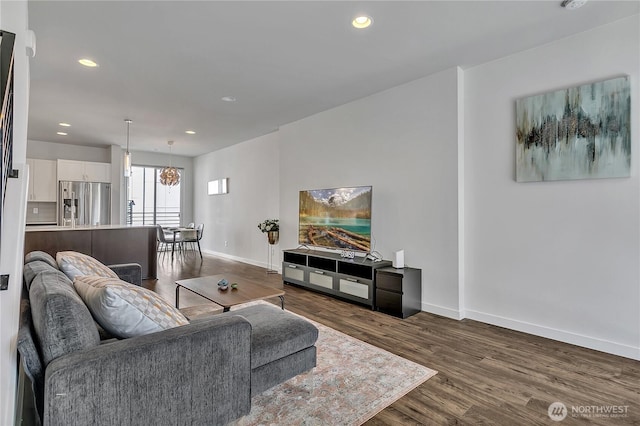 8537 22nd Pl NE, Seattle, WA 98115 - living room with dark wood-type flooring and recessed lighting