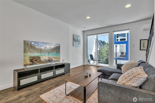 8537 22nd Pl NE, Seattle, WA 98115 - living area with wood finished floors, recessed lighting, and stairway