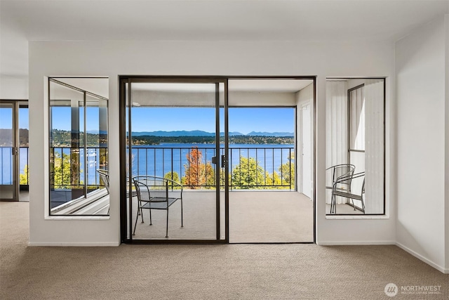 8005 Sand Point Way NE Unit A52, Seattle, WA 98115 - spare room featuring carpet flooring and a water and mountain view