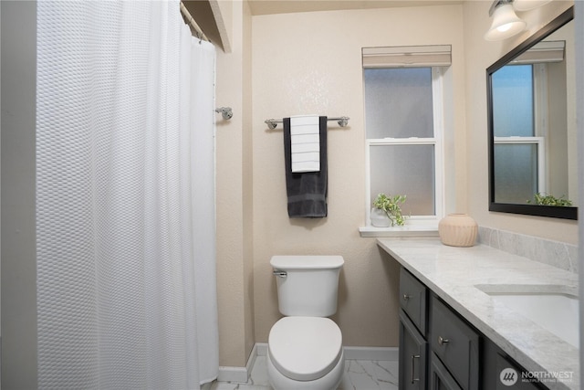 1717 SW 347th Pl, Federal Way, WA 98023 - bathroom with vanity, marble look tile flooring, and a shower with curtain