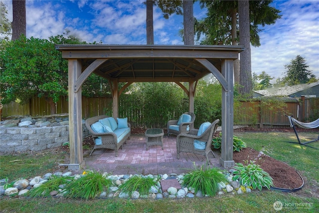 1717 SW 347th Pl, Federal Way, WA 98023 - fenced backyard with a gazebo, an outdoor living space, and a patio