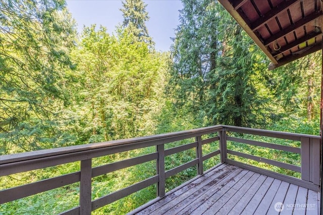 18707 25th Ave NE, Lake Forest Park, WA 98155 - wooden terrace featuring a wooded view