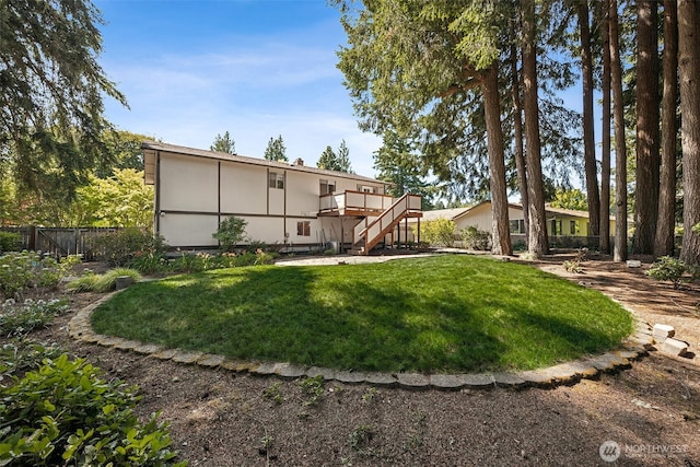 2810 Brentwood Dr SE, Lacey, WA 98503 - rear view of house featuring stairway and a wooden deck