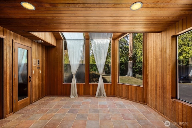 2515 87th Avenue Ct E, Edgewood, WA 98371 - unfurnished sunroom featuring wooden ceiling and wooden walls