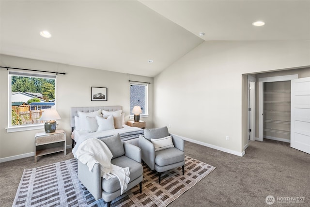 605 26th Avenue Ct, Milton, WA 98354 - carpeted bedroom featuring lofted ceiling and recessed lighting