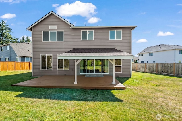 605 26th Avenue Ct, Milton, WA 98354 - back of property featuring a fenced backyard and a wooden deck