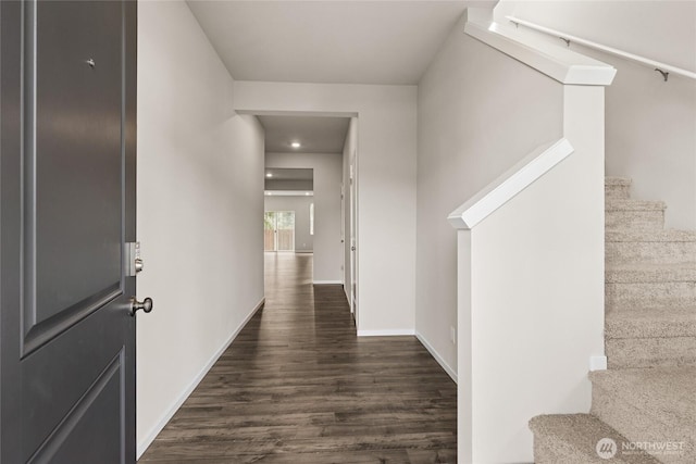 3912 23rd Ave NE Unit 38, Olympia, WA 98506 - foyer with stairway, dark wood-style flooring, and recessed lighting