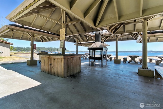 127 E Barnacle Blvd, Shelton, WA 98584 - view of patio with a water view and a gazebo