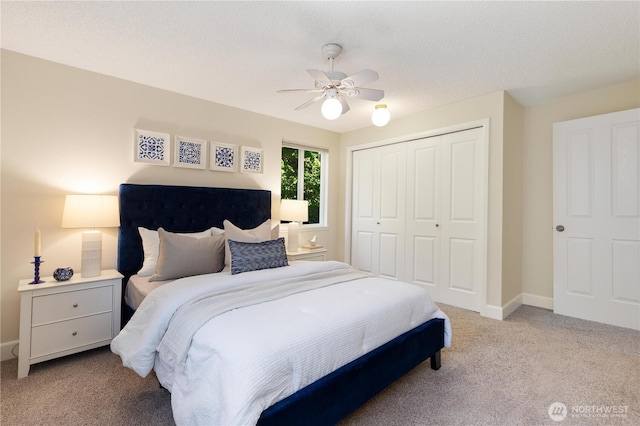 1418 W Mukilteo Blvd, Everett, WA 98203 - bedroom with carpet floors, a closet, and a ceiling fan