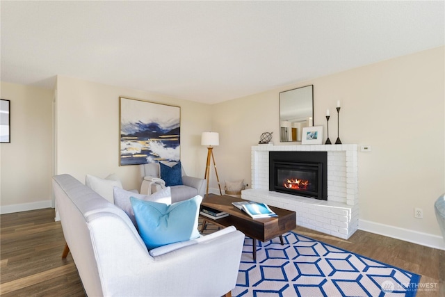 1418 W Mukilteo Blvd, Everett, WA 98203 - living area with wood finished floors and a brick fireplace