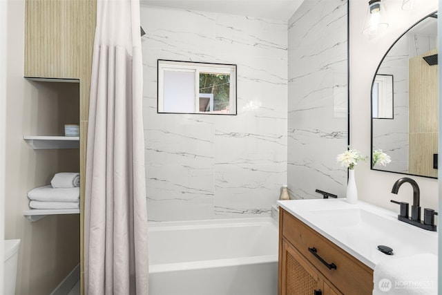 4506 46th Ave SW, Seattle, WA 98116 - full bathroom featuring vanity and shower / bath combination with curtain