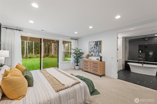 332 138th Pl SE, Auburn, WA 98092 - bedroom with recessed lighting, connected bathroom, and carpet