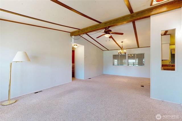 589 Criscola Ave, College Place, WA 99324 - spare room featuring carpet flooring, a ceiling fan, and a chandelier