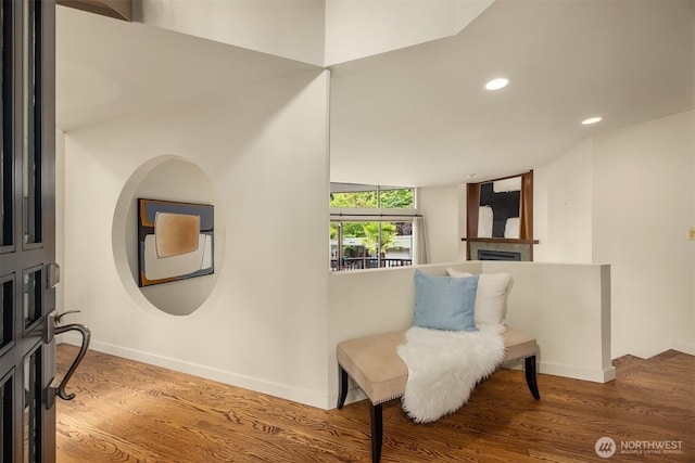 19081 11th Ave NW, Shoreline, WA 98177 - sitting room featuring wood finished floors, recessed lighting, and a fireplace