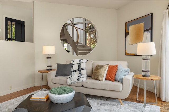 19081 11th Ave NW, Shoreline, WA 98177 - living room featuring wood finished floors and stairway