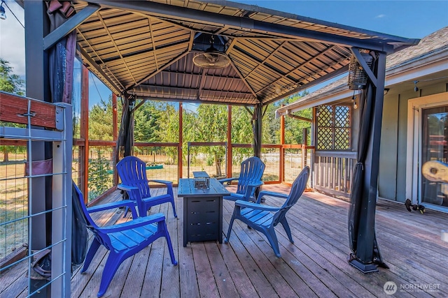 12310 Morris Rd SE, Yelm, WA 98597 - deck with a gazebo and an outdoor fire pit