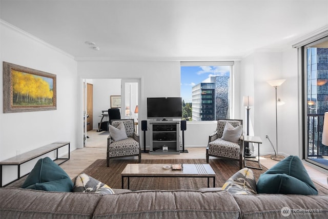 177 107th Ave NE Unit 1906, Bellevue, WA 98004 - living area with ornamental molding and wood finished floors