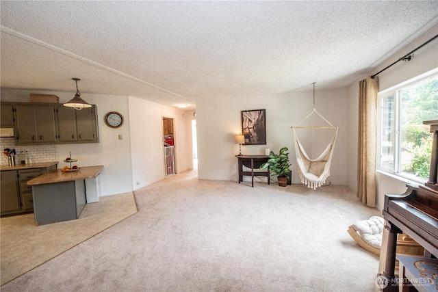 1729 154th St S, Spanaway, WA 98387 - living area featuring light colored carpet and a textured ceiling