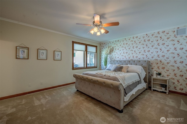 3716 Knowles Rd, Wenatchee, WA 98801 - bedroom featuring ornamental molding, carpet, and a ceiling fan