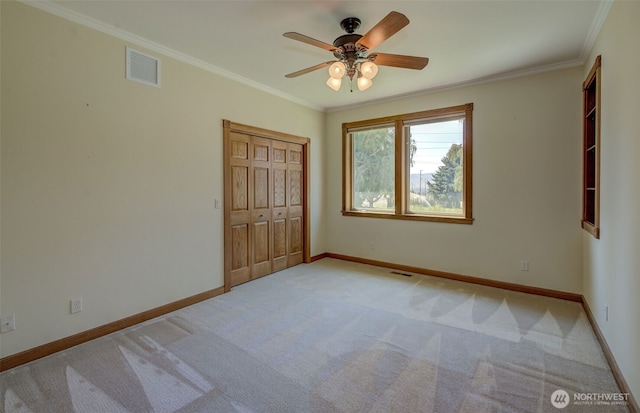 3716 Knowles Rd, Wenatchee, WA 98801 - unfurnished room featuring light carpet, crown molding, and a ceiling fan